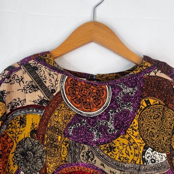 Rafaella Maximal Print Steampunk Scoop Neck Blouse Size Medium - Picture 3 of 7